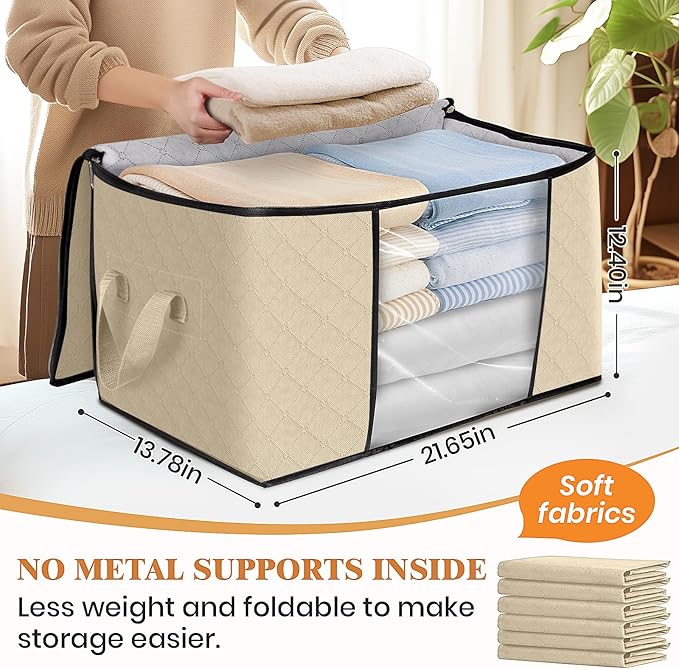Fab totes 3 Pack Clothes Storage, Beige