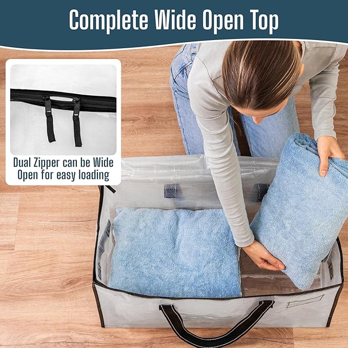 6 Pack Heavy Duty Moving Bags, Clear Storage Bags for Clothes and Comforters