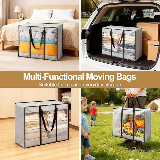 4 Pack Clear Clothes Storage Bags, 94L Blanket Storage Bag