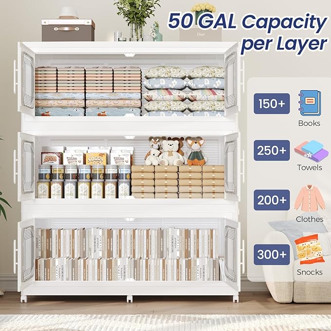 250Gal Exra Large Stackable Storage Bins with Lid