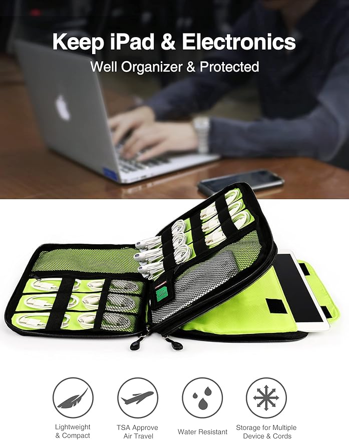 Luxtude Electronic Organizer Travel Case Large, Cord Organizer Travel, Large Cable Organizer Bag, Tech Bag for Cable Storage/Cord Storage/iPad Pro(up to 11")/Wall Charger/Electronic Accessories, Red