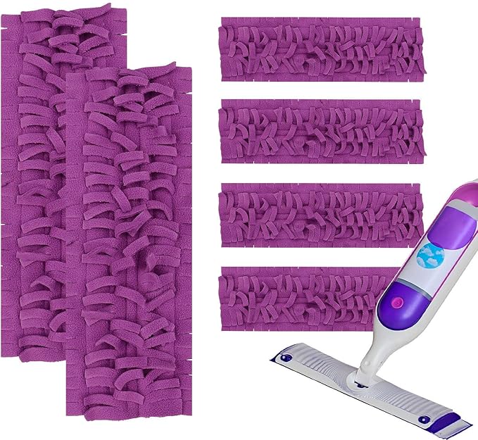 6 Pack Mop Refill Pads for PowerMop Multi-Surface and Wood Mop Pads Refill, Washable & Reusable Microfiber Spray Cleaning (Purple)