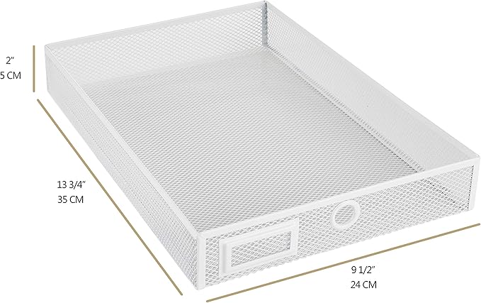 Annova Desk Organizer Wire Mesh 3 Tier Sliding Drawers Paper, White