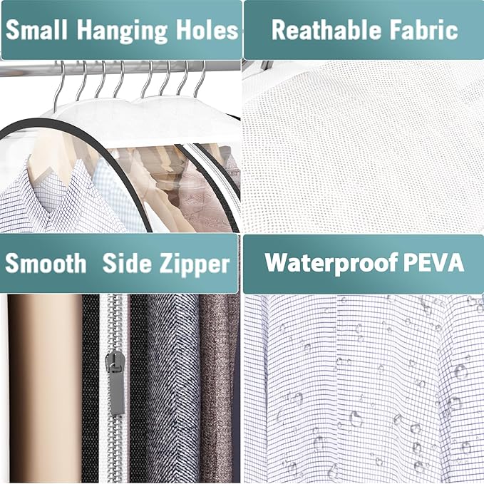 Clear Garment Bags for Hanging Clothes 10” Gusseted
