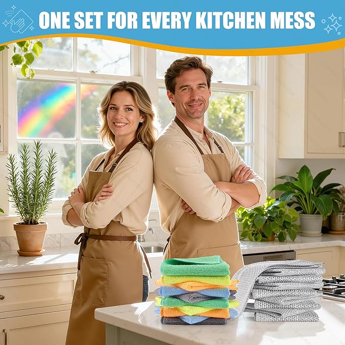 Non Scratch Wire Dishcloth and Microfiber Cleaning Cloth 10pcs-Multipurpose Wire Dishwashing Rags Wire Mesh Cleaning Cloth,Kitchen Towels and Dishcloths Sets for Cleaning Pans Sinks & Cookware (40)