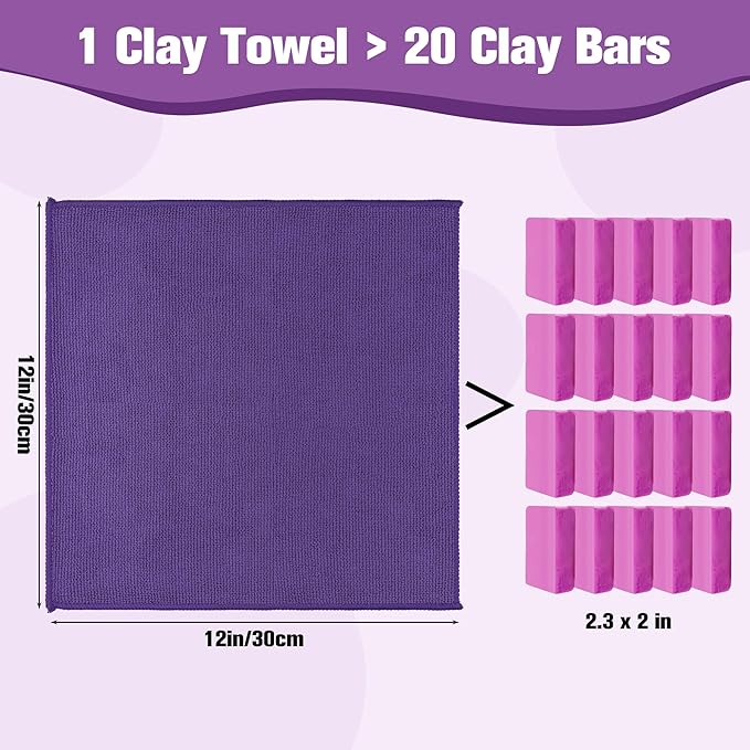 Clay Towel 12 x 12 Inch, Purple Clay Bar Towel for Auto Detailing Microfiber Car Cloth Cleaner Automotive for Car Detailing