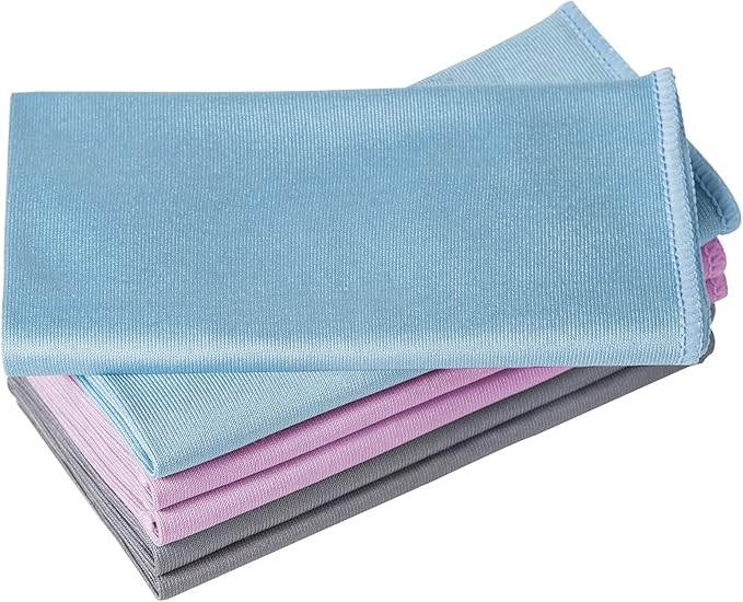 Puomue 6 Pack Microfiber Glass Cleaning Cloth, 16 Inch X 16 Inch, Lint Free Quickly Clean Window, Glasses, Windshields, Mirrors, and Stainless Steel