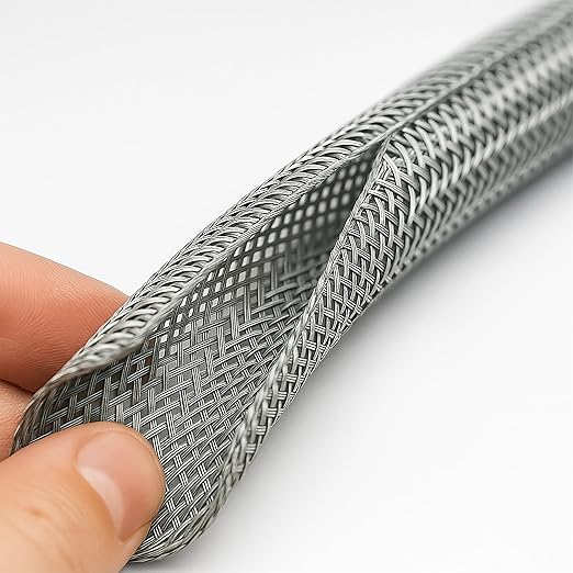Electriduct 1/4" Hook Self Closing Sleeve Braid Wrap Around Sleeving Flame Retardant Flexible Mesh Cord Cover Cable Protector Wire Organizer - 10 Feet - Red