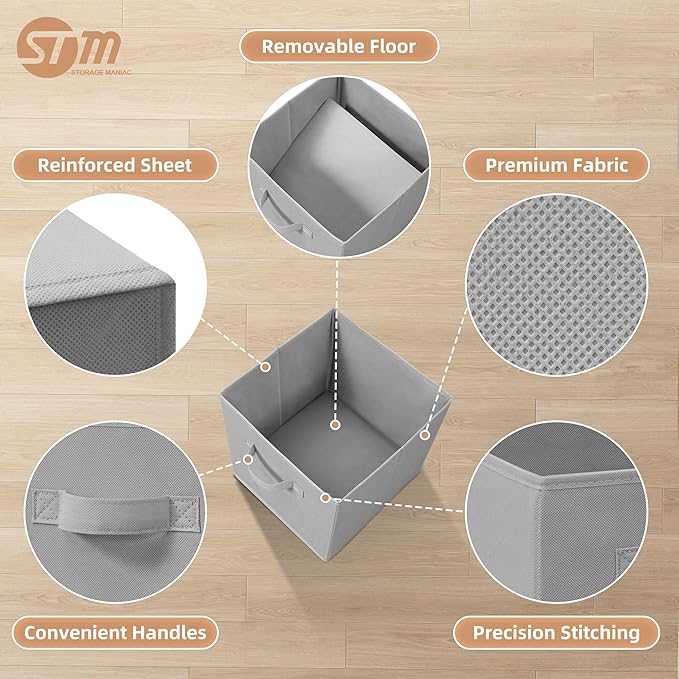 STORAGE MANIAC Storage Cubes, 11 Inch Collapsible Storage Bins with Handles, 4 Pack Fabric Foldable Bins for Organization