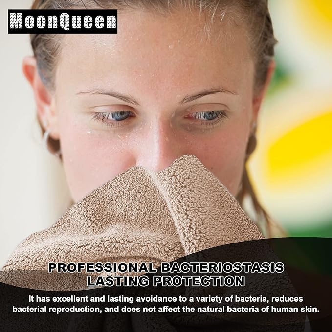 MOONQUEEN Microfiber Facial Cloths Fast Drying Washcloth 12 Pack - Premium Soft Makeup Remover Cloths - Brown