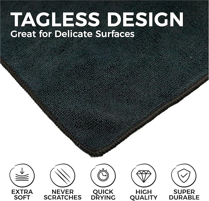 The Rag Company - All-Purpose Microfiber Terry Cleaning Towels - Commercial Grade, Highly Absorbent, Lint-Free, Streak-Free, Kitchens, Bathrooms, Offices, 300gsm, 10in x 10in, Midnight (20-Pack)