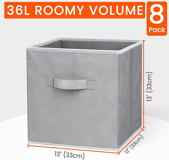 Criusia Large Storage Cubes - 13 Inch Heavy Duty Fabric Storage Bins for Shelves Closet, Cube Organizer