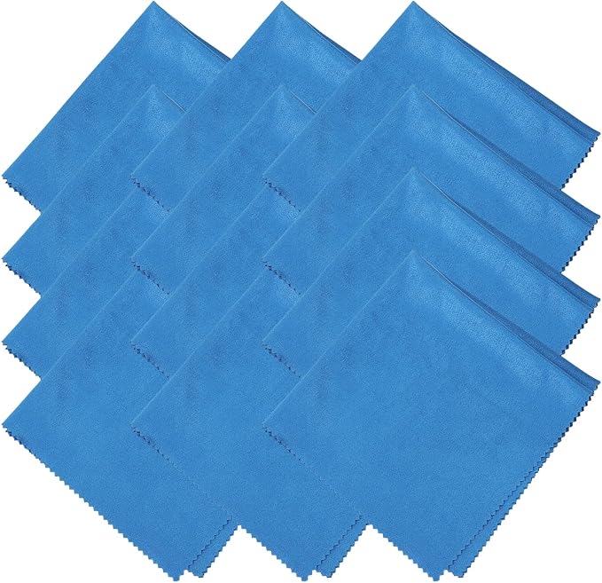 uxcell 12 Pcs Microfiber Cleaning Cloth for Glasses, 11.8 x 11.8 Inch Eyeglass Cleaning Cloth, Glasses Cleaner Wipes for Electronics Lenses Screens Cameras Cell Phones, Sapphire Blue