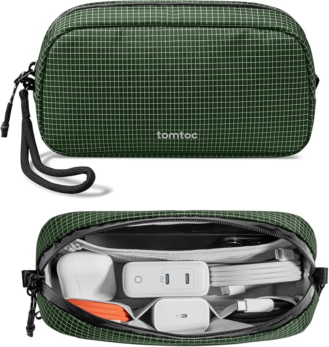 tomtoc Electronics Organizer Travel Case Performance, Water Resistant Bag Cable Tech Pouch Accessories, Carry Storage for Cord, Phone, Cables, Airpods, USB Flash Drive, Daily Items