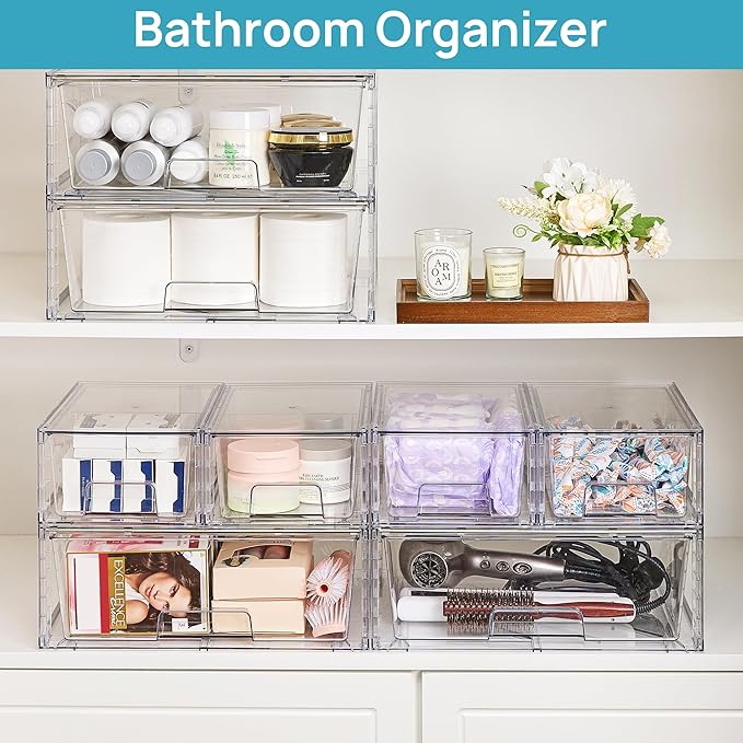 Clear Stackable Storage Drawers Set of 6