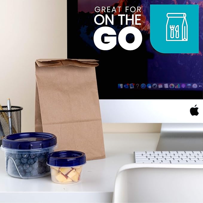 [16 oz 120 Pack] Twist Top Deli Containers Clear bottom With blue Top Twist
