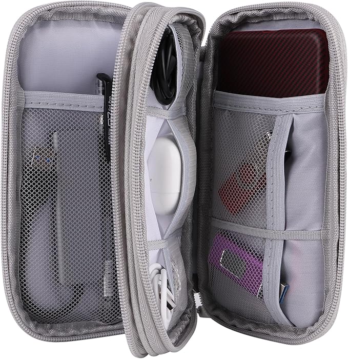 JIAKAI Travel Cable Organizer - Electronics Accessories Bag(Double Layer - Grey)