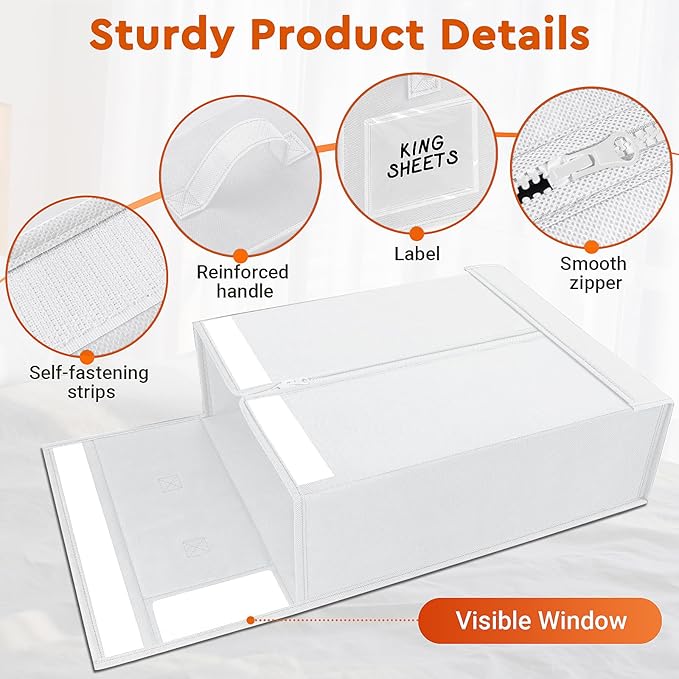 8 Pack Bed Sheet Closet Organizers and Storage, White