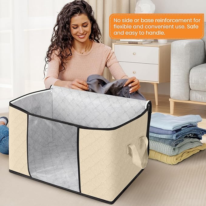 Fab totes 24 Gallons Clothes Storage, 10 Pack,Beige