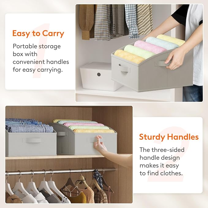 Lifewit Trapezoid Closet Storage Bins for Shelf, 6 Packs Non-woven Closet Organizer Baskets with Handles