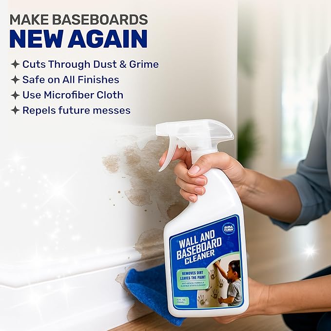 Gentle Wall & Baseboard Cleaner - Safe for Painted Walls & Trim | Non-Toxic, No-Rinse Spray | Anti-Resoil, Streak-Free Finish for Everyday Cleaning