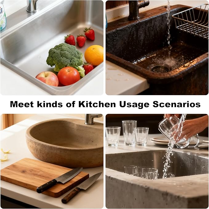 3-in-1 Stainless Steel Kitchen Sink Drain Strainer – Pop-up Sink Stopper with Sealing Ring, Anti-Clog & Odor-Proof Drain Filter, Fits 3-1/2 Inch Sink Drain Holes, Easy Installation