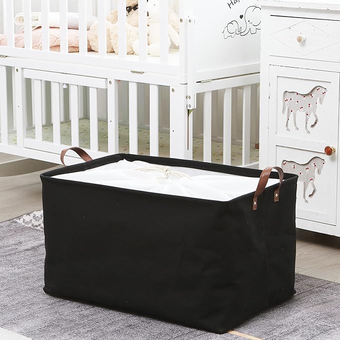 70L Extra Large Storage Bins, 4-Pack Closet Organizers and Storage, Black