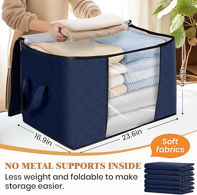 Fab totes 24 Gallons Clothes Storage, 6 Pack,Blue
