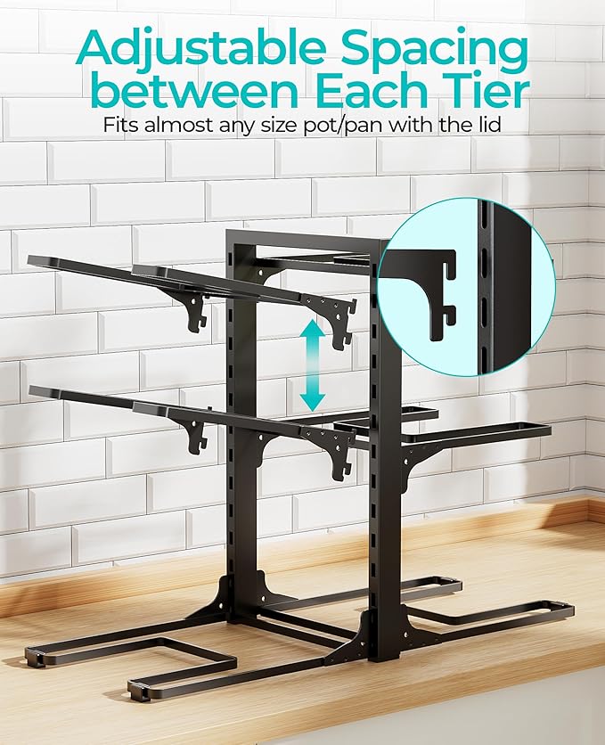 6-Tier Pots and Pans Organizer under Cabinet, Adjustable Pot Rack