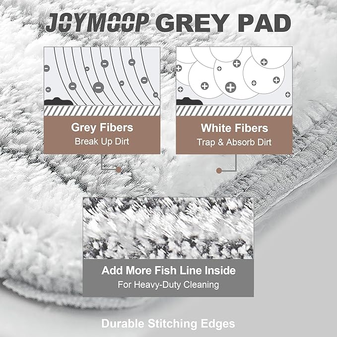 JOYMOOP Flat Mop Pads, Microfiber Mop Cleaning Pads, Washable Pads, Pads Replacement for Flat Mop or Mop Bucket Set, Pack of 4 Refills 13inch - Stripe