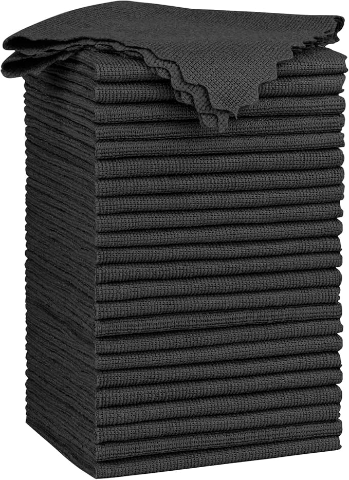 Orighty Black Microfiber Cleaning Cloth, 24 Pack Highly Absorbent Cleaning Rags, Microfiber Towels for Cars, Household Cleaning Supplies, Reusable Lint Free Cloths for House, Kitchen, 12 x12 inch