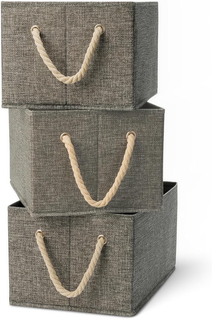 Amazon Basics Foldable Storage Bins with Rope Handles, Closet Organizers