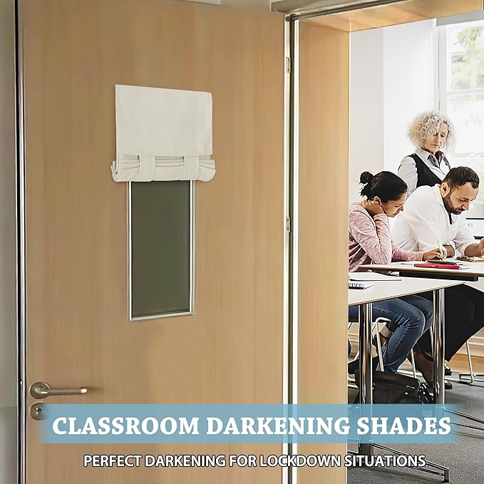 RYB HOME Faux Linen Blended Curtain for Classroom Glass Window, Light Filtering Small Door Window Draperys Privacy for Kitchen Dinning Home,1 Panel, 12W x 40L inches,Linen