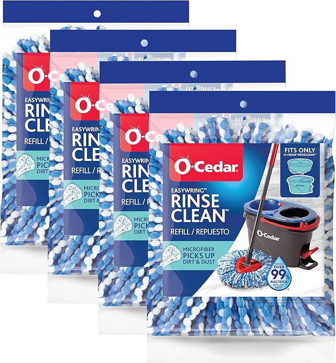 O-Cedar EasyWring RinseClean Refill 4-Pack, Blue, 4 Count