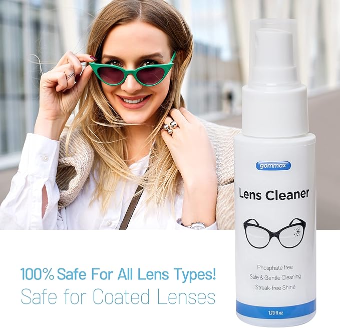 Lens Cleaner Kit with Glasses Cleaning Cloth, Eyeglass Cleaner Spray, Glasses Cleaner Kit, Safe for Coated Lenses
