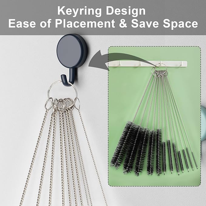 Straw Cleaner Brushes Sets, 12 Pieces 8.2 Inch Botthle Cleaning Brush and Nylon Tube Brush Brush Kit for Sippy Cup, Tumbler, Water Bottle