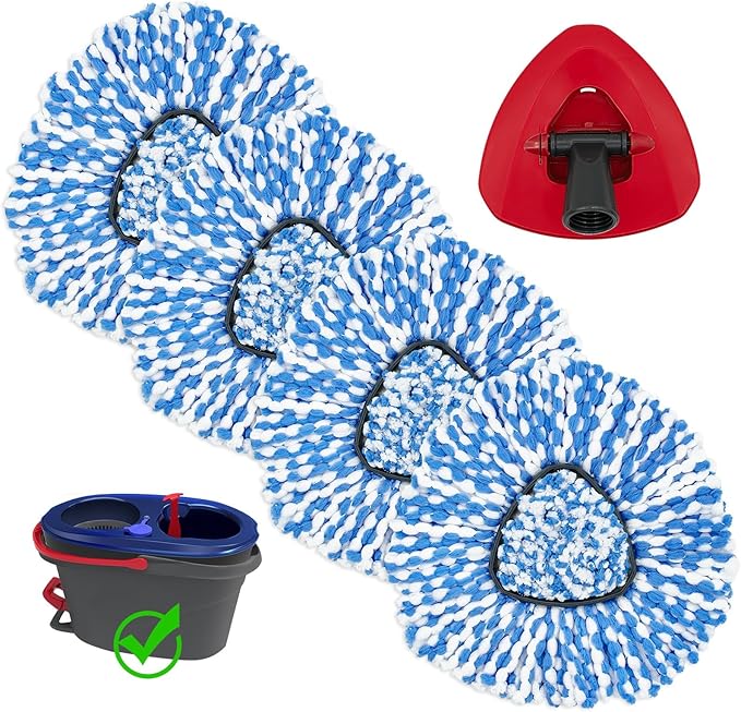 4Pack Mop Replacement Head for O Cedar RinseClean 2 Tank System,1 Pack Mop Replacement Base for O-Cedar,Spin Microfiber Mop Refills for Cleaning All Floors