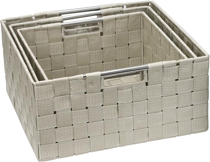Sorbus Storage Box Woven Basket Bin Container Tote Cube Organizer Set Stackable Storage Basket Woven Strap Shelf Organizer Built-in Carry Handles