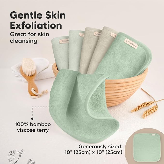 6-Pack Baby Washcloths – Soft Absorbent Viscose from Bamboo Washcloths for Face, Body, Baby Towels for Newborn, Kids, Toddlers, Infant, Gentle on Sensitive Skin, 10x10 Reusable Face Towels (Hills)