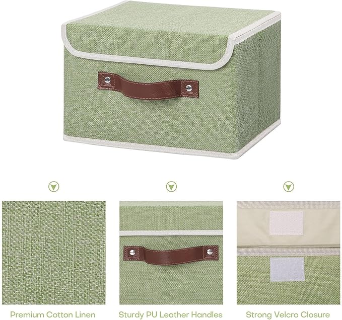 ANMINY 4 Storage Bins with Lid - Small Green