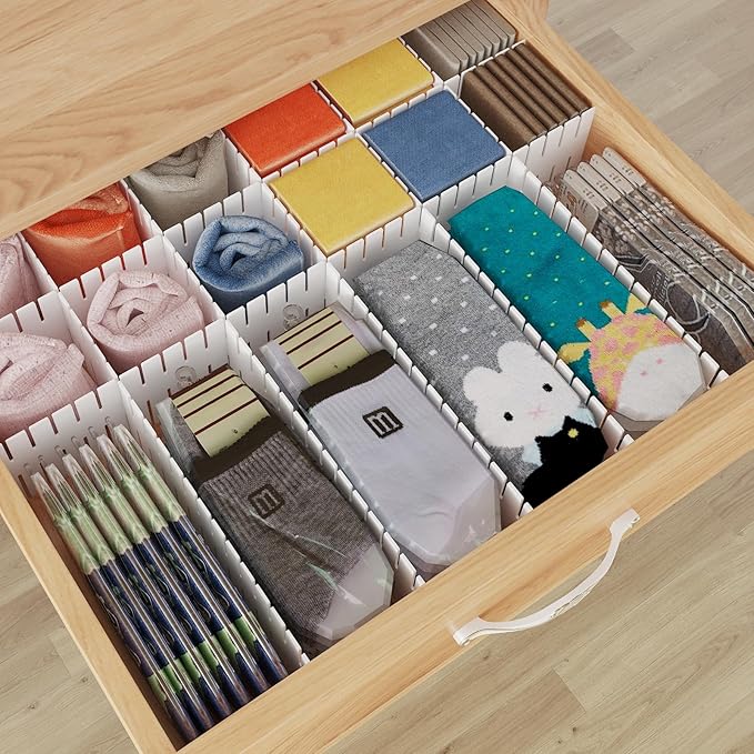 Albad Plastic Drawer Dividers (8) - Organizer for Kitchen, Bathroom, Bedroom