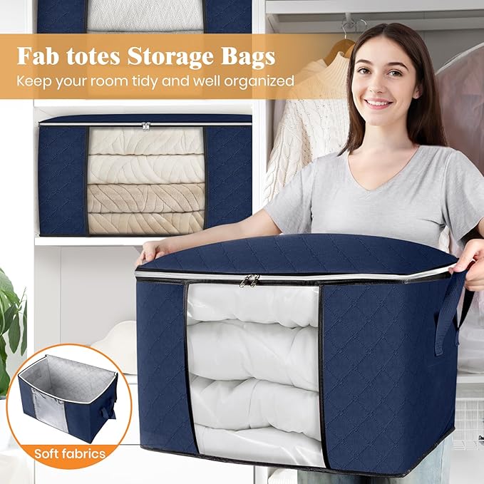 Fab totes 24 Gallons Clothes Storage, 4 Pack,Blue