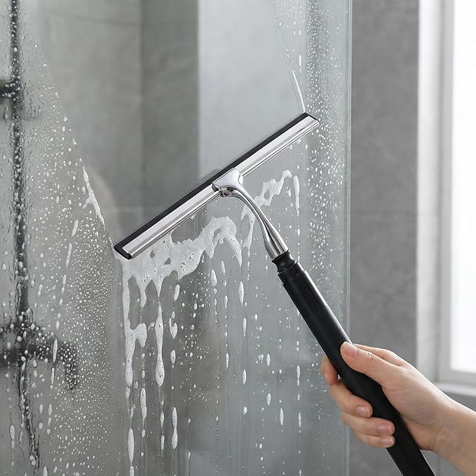 Toncoke 2-in-1 Window Squeegee Kit - 12" Wide, Black