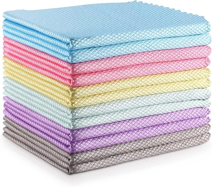 Streak Free Window Cleaning Cloth Miracle Microfiber Cloths for Glass,Kitchen,Counter,Mirror Lint Free Dish Drying Cloths Glass Polishing Rag