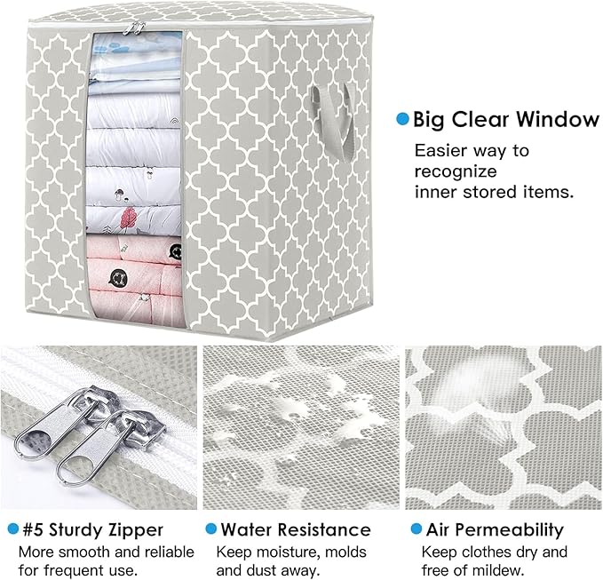 Storage Bags 2 Pack/100L Large Blanket Clothes Organization and Storage, Lvory