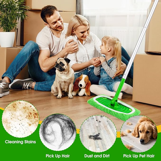 8Pcs Reusable Microfiber Mop Pads Compatible with Swiffer Sweeper,Replacement Dry Sweeping Cloths & Wet Mopping Pads Refills,Washable Mop Pads for Multi-Surface Floor Cleaning