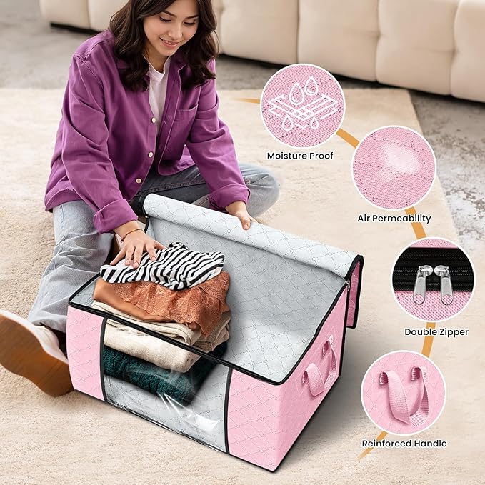 Fab totes 10 Pack Clothes Storage, Pink