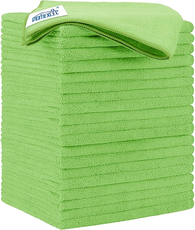 HOMEXCEL Green Microfiber Cleaning Cloth 20 Pack 11.5 x 11.5 Inch Microfiber Towels for Cars Ultra Absorbent Cleaning Rags Lint Free Cleaning Towels for Household Kitchen, Window Car