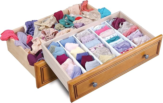 Dial Industries Adjustable Dresser Drawer Clothes Organizer Dividers, Set of 4