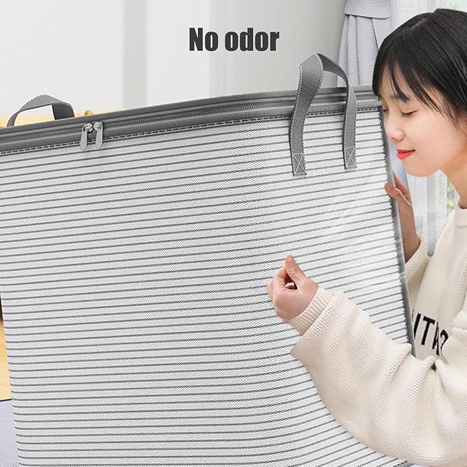 Heavy Duty Extra Large Clothes Moving Bags, Foldable Blanket Storage Bags, Closet Organizers Storage Containers with Durable Handle for Clothing, Blanket, Comforter (25.59x21.65x27.55in)